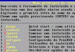 ポルトガル語 sysinstall のスクリーンショット